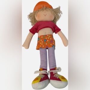 2000 Wacky Kids Girl Tomboy w/ Pink Top & Orange Skirt w/ Flowers plush doll.